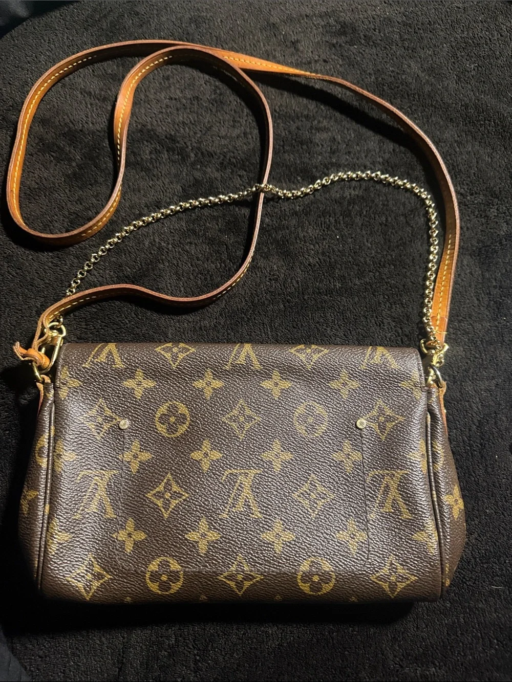 Louis Vuitton Monogram Canvas Crossbody in Brown and Tan with Gold Hardware